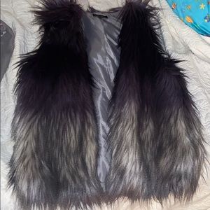 Grey ombré fur vest | Melissa paige